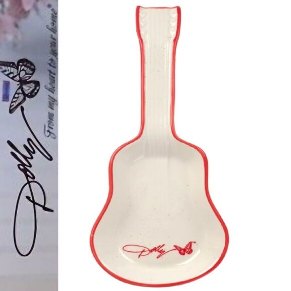 Dolly Parton Guitar Shaped Spoon Rest- Red - Picture 1 of 4